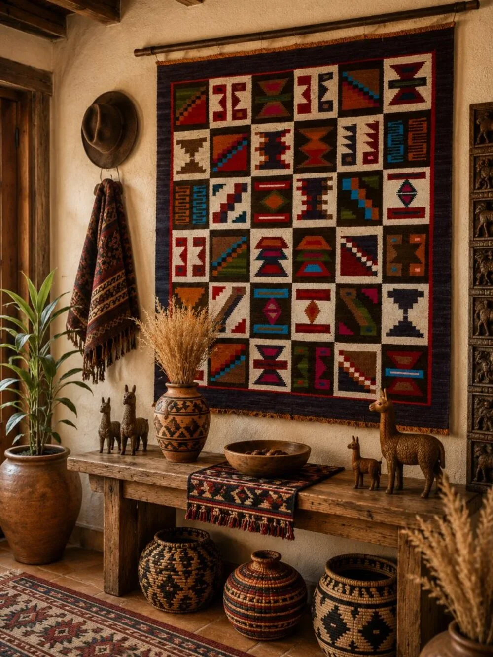 Art Wall Decor Authentic Handwoven Tapestry | Geometric Wool Wall Hanging | Boho
